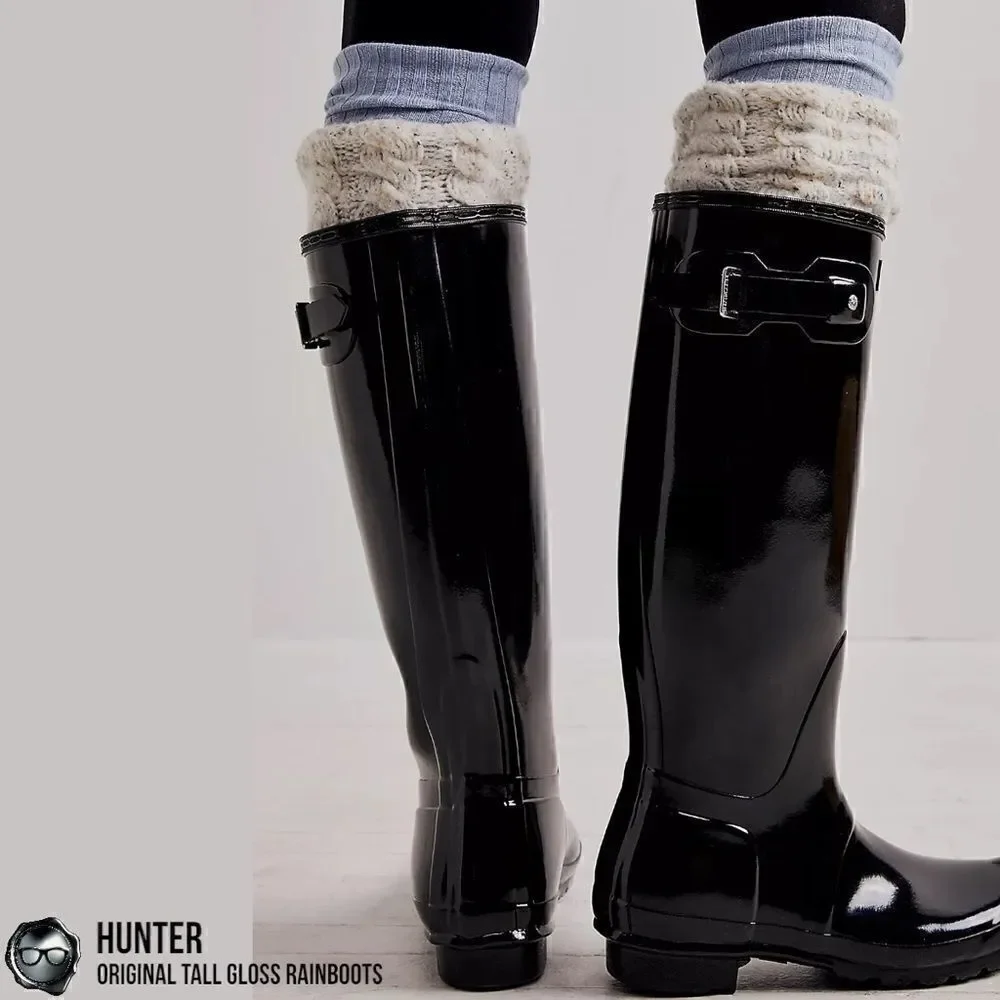 HUNTER ORIGINAL TALL RAIN BOOTS IN GLOSS BLACK WOMEN’S SHOE SIZE EU 36 BOOTS
